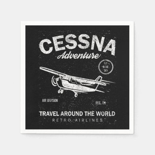 Distressed Cessna Adventure Travel The World Retro Napkins