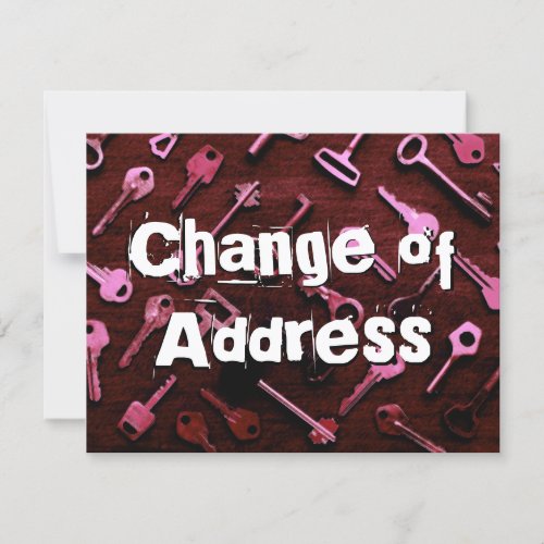 Distressed Change of Address Dark Red Keys Card