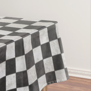 Distressed Checkerboard Pattern Tablecloth