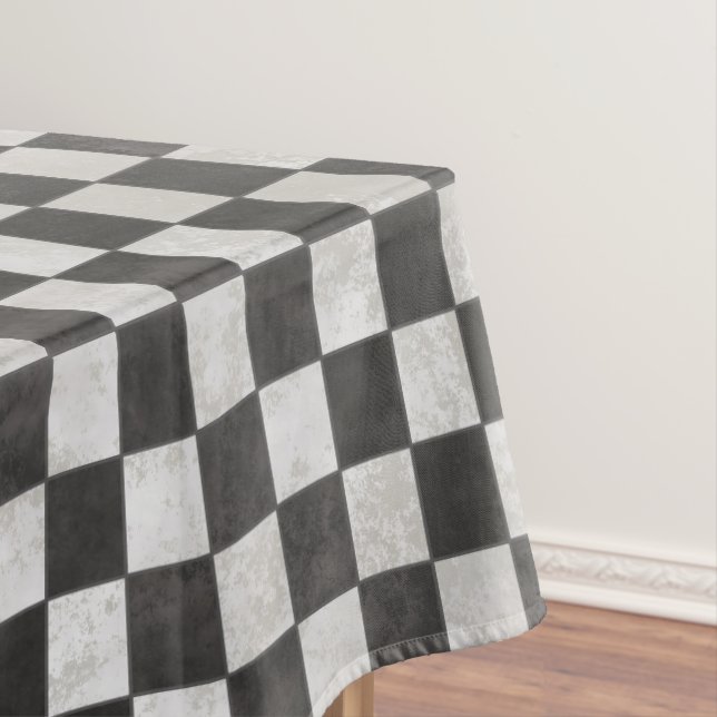 Distressed Checkerboard Pattern Tablecloth (In Situ)