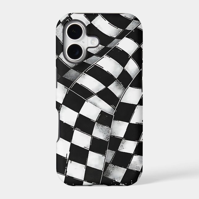 Distressed Checkered Pattern Iphone Case (Back)