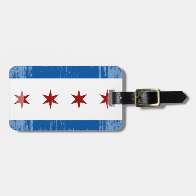 DISTRESSED CHICAGO FLAG .png Luggage Tag (Front Horizontal)