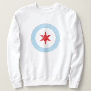 Distressed Chicago Flag Star Sweatshirt