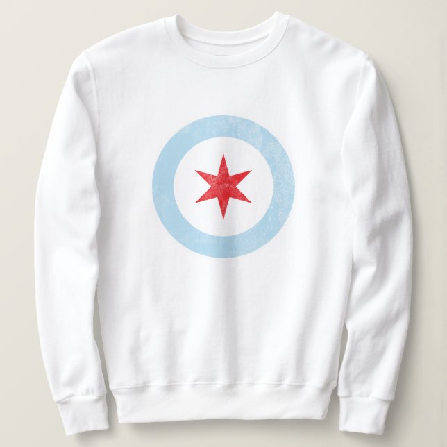 Distressed Chicago Flag Star Sweatshirt (Design Front)