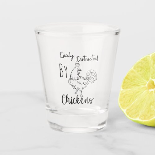 Distressed chickens shot glass