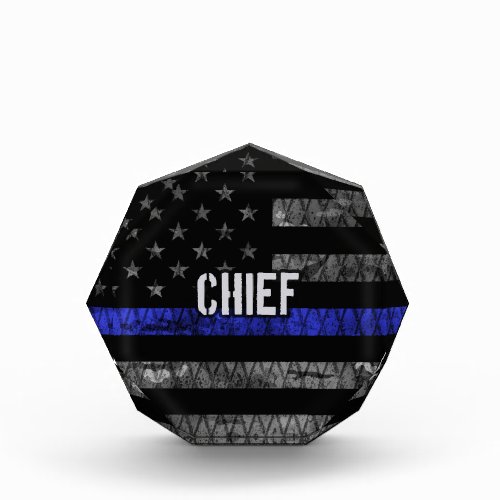 Distressed Chief Police Flag Acrylic Award