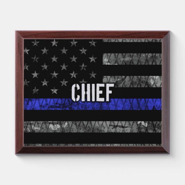 Distressed Chief Police Flag Award Plaque (Horizontal)