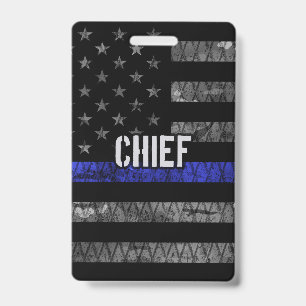 Distressed Chief Police Flag Badge