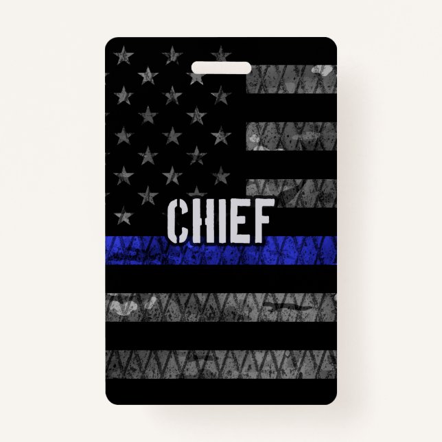 Distressed Chief Police Flag Badge (Front)