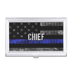 Distressed Chief Police Flag Business Card Case