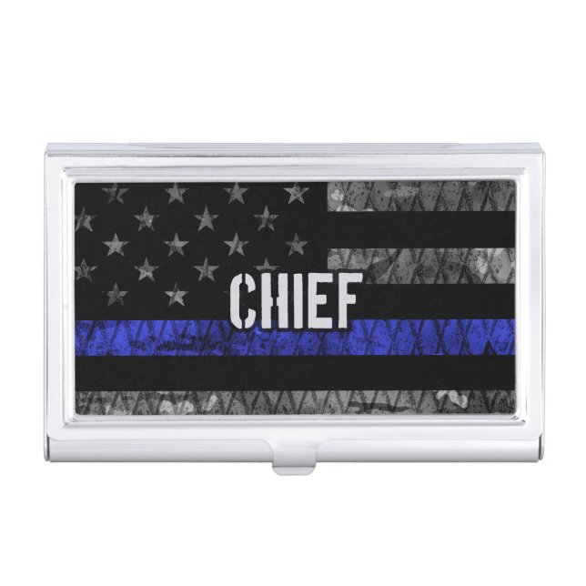 Distressed Chief Police Flag Business Card Case (Front)