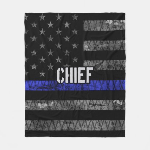 Distressed Chief Police Flag Fleece Blanket
