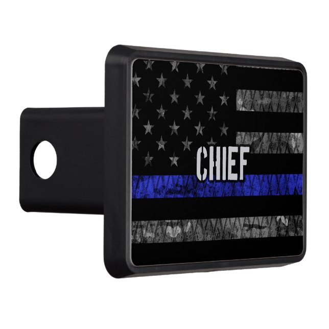 Distressed Chief Police Flag Hitch Cover (Right)