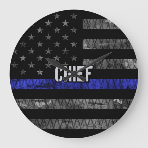 Distressed Chief Police Flag Large Clock