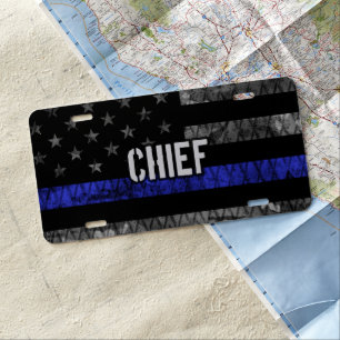 Distressed Chief Police Flag License Plate