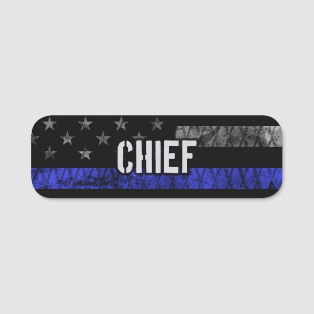 Distressed Chief Police Flag Name Tag (Front)