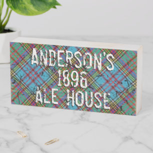 Distressed Clan Anderson Tartan Plaid Pub Sign
