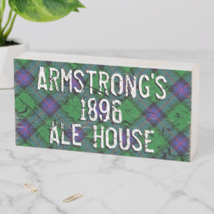 Distressed Clan Armstrong Tartan Plaid Pub Sign