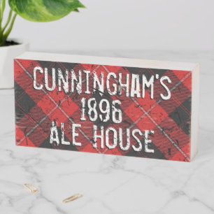 Distressed Clan Cunningham Tartan Plaid Pub Sign