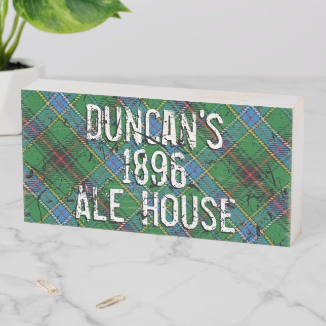 Distressed Clan Duncan Tartan Plaid Pub Sign (In Situ Horizontal)