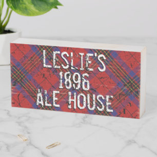 Distressed Clan Leslie Tartan Plaid Pub Sign