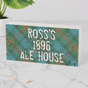 Distressed Clan Ross Tartan Plaid Pub Sign