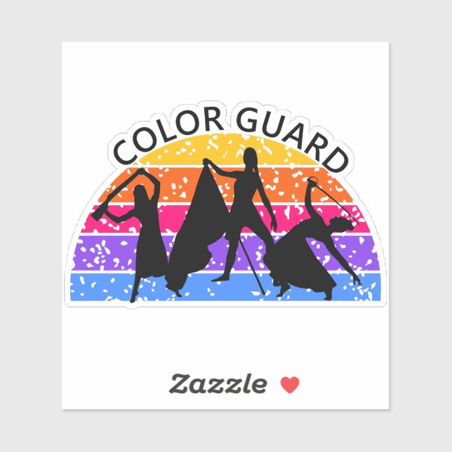 Distressed Color Guard Flag, Rifle, Sabre - Bright Sticker (Sheet)