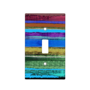 distressed color stripes light switch cover