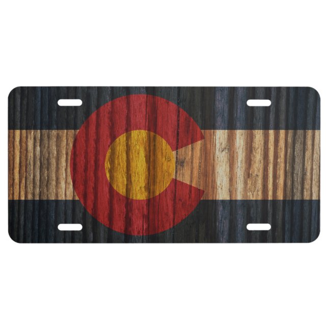 Distressed Colorado Flag License Plate (Front)