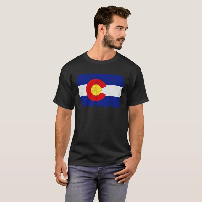 Distressed Colorado Flag T-Shirt (Front Full)