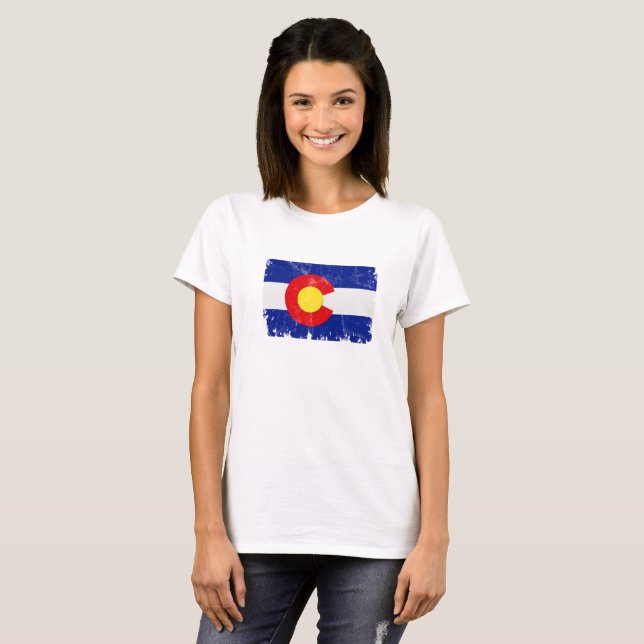 Distressed Colorado Flag T-Shirt (Front Full)