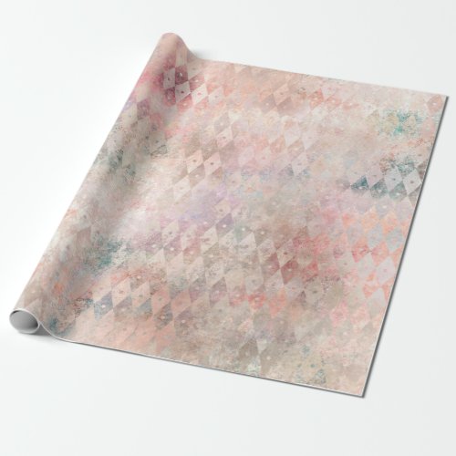 Distressed Colorful Diamond Pattern Wrapping Paper