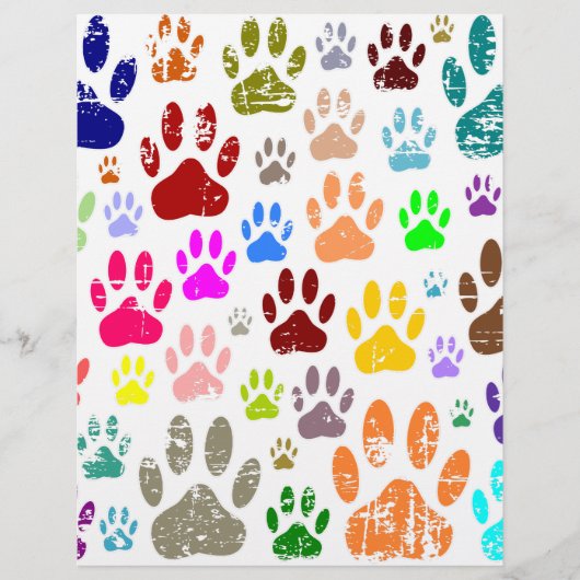 Distressed Colorful Dog Paw Prints (Front)