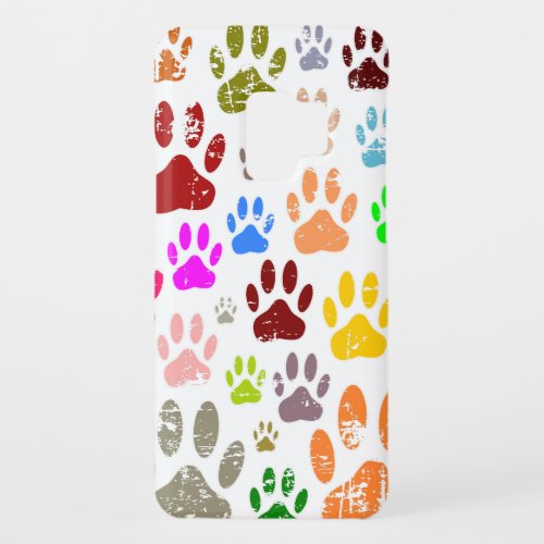 Distressed Colorful Dog Paw Prints Case_Mate Samsung Galaxy S9 Case