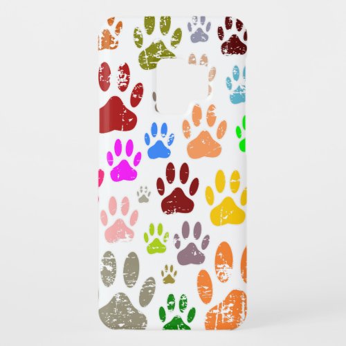 Distressed Colorful Dog Paw Prints Case_Mate Samsung Galaxy S9 Case