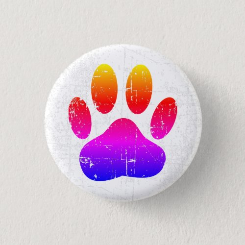 Distressed Colorful Dog Pawprint Button