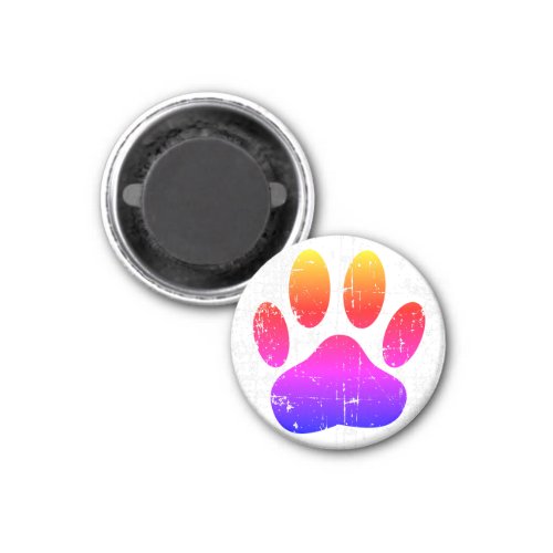 Distressed Colorful Dog Pawprint Magnet