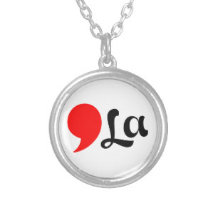 distressed Comma La Funny Silver Plated Necklace