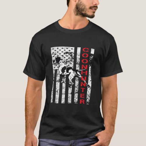 Distressed Coon Hunting with a Hound Dog and USA T_Shirt