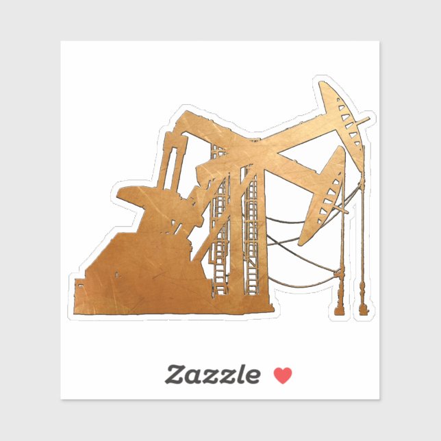 Distressed Copper Color Oil Pumping Unit Design  Sticker (Sheet)