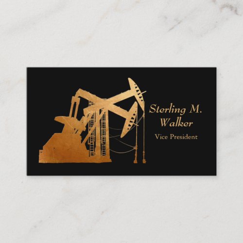 Distressed Copper Oil Pumping Unit Design Business Card