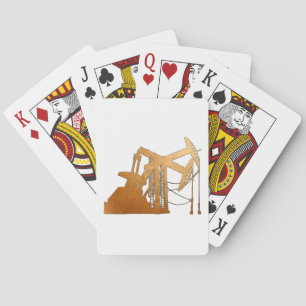 Distressed Copper Oil Pumping Unit Design Poker Cards