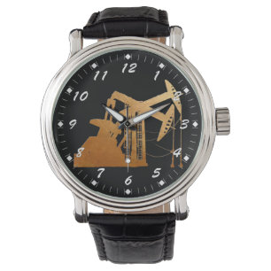 Distressed Copper Oil Pumping Unit Design Watch