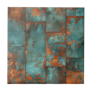 Distressed Copper Patina  Ceramic Tile