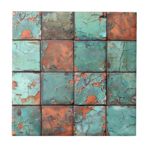 Distressed Copper Patina Ceramic Tile