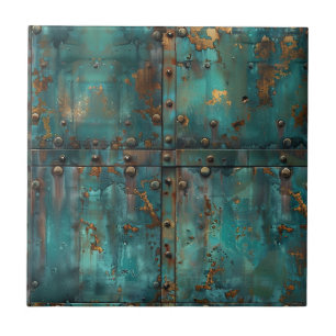 Distressed Copper Patina  Ceramic Tile