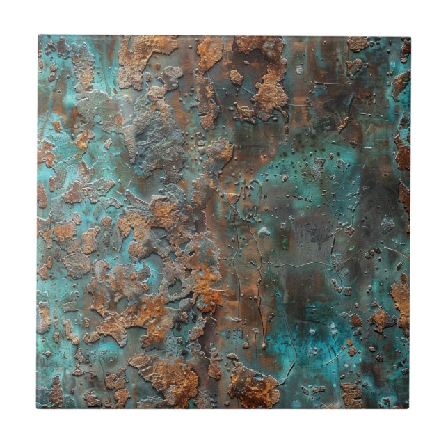 Distressed Copper Patina  Ceramic Tile (Front)