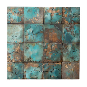 Distressed Copper Patina  Ceramic Tile