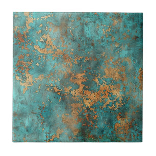Distressed Copper Patina  Ceramic Tile