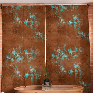 Distressed Copper Patina Faux metal look Blackout Curtains